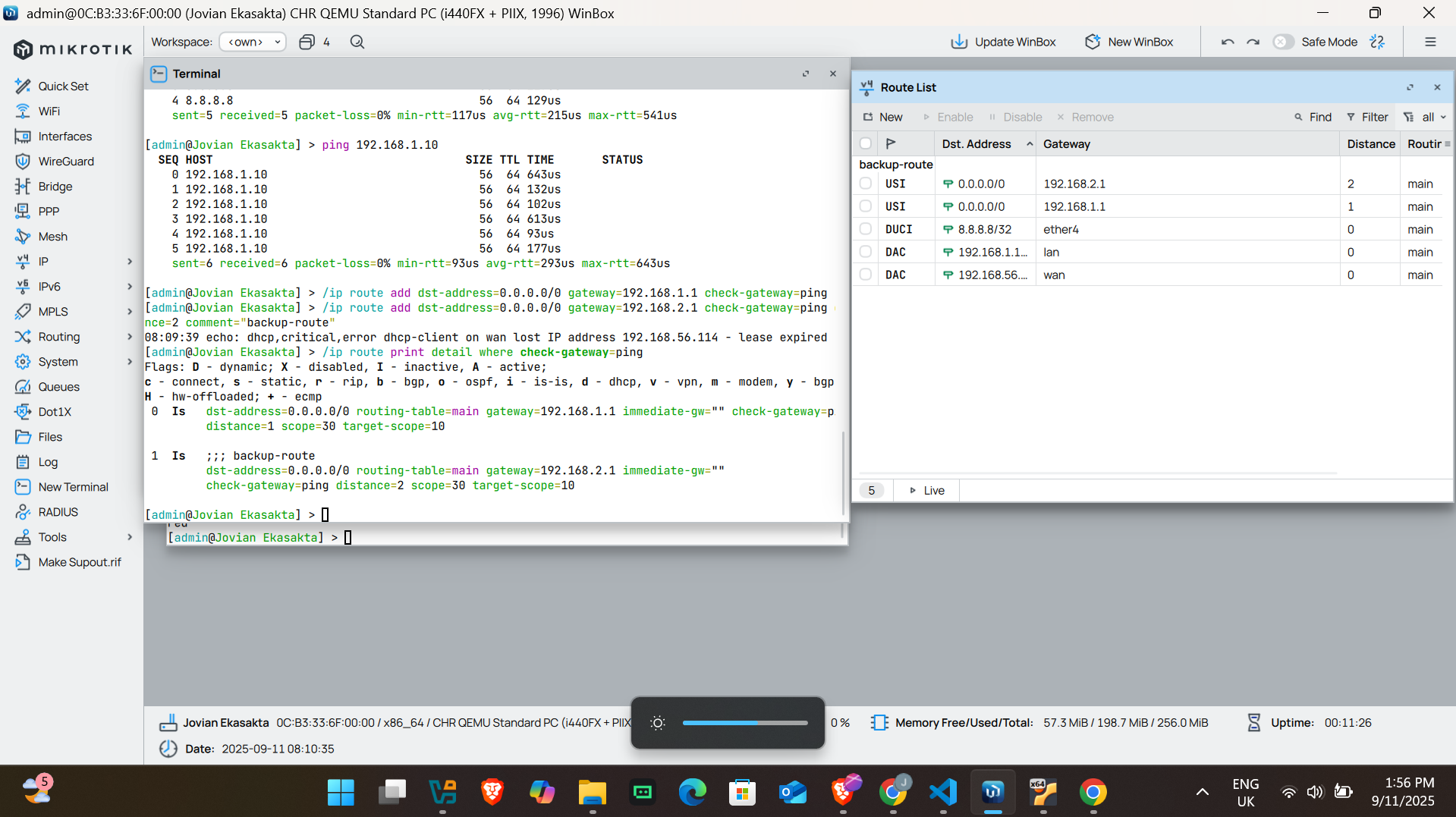 Konfigurasi IP Address untuk Interface WAN pada MikroTik